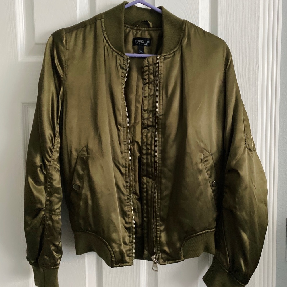 TopShop olive green bomber jacket
